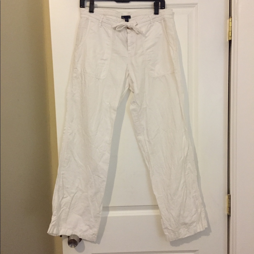 Gap White, Drawstring Linen/Cotton Pants